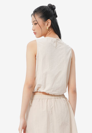 Sleeveless Drawstring Cropped Top