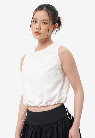 Sleeveless Drawstring Cropped Top