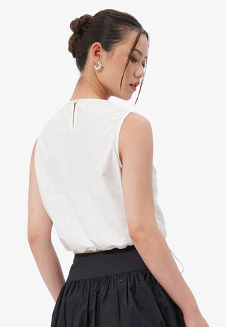 Sleeveless Drawstring Cropped Top