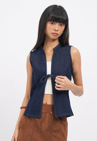 Tied Details Denim Vest