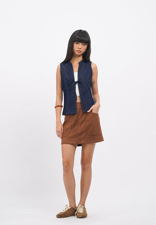 Tied Details Denim Vest