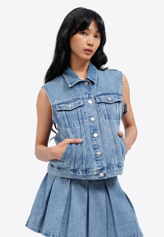 Double Pocket Denim Waistcoat