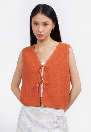 V-Neck Tied Up Knit Vest