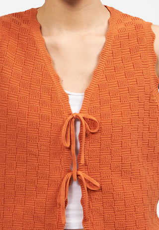 V-Neck Tied Up Knit Vest