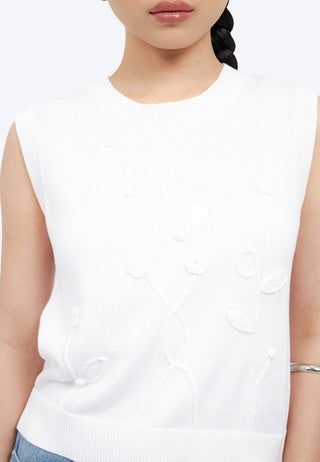 Flower Applique Knit Vest