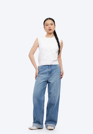 Flower Applique Knit Vest