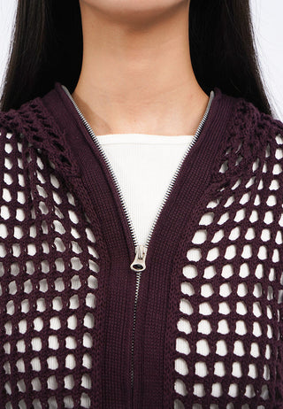 Short Sleeve Open Work Knit Vest