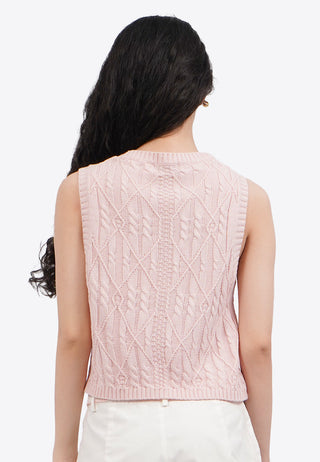 Sleeveless Knit Top with Ribbon Details