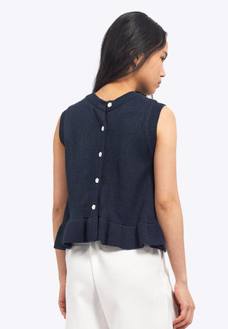 Sleeveless Knit Top with Ruffle Details