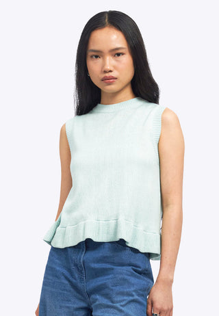 Sleeveless Knit Top with Ruffle Details