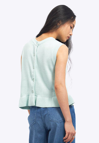 Sleeveless Knit Top with Ruffle Details