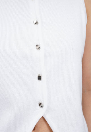 Button Up Round Neck Vest