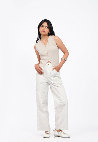 V-Neck Buttoned Knit Vest