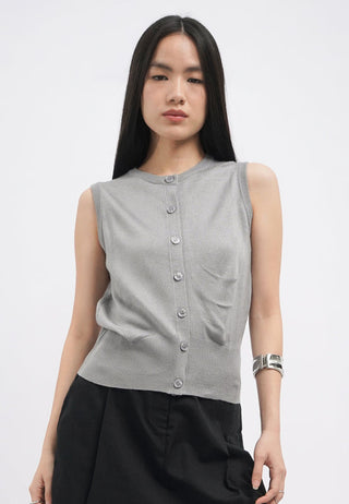 Wide Rib Sleeveless Knit Top