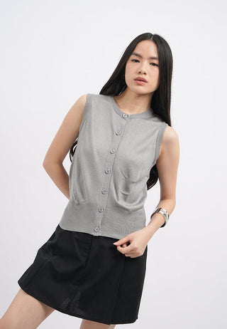 Wide Rib Sleeveless Knit Top