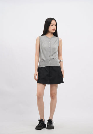 Wide Rib Sleeveless Knit Top