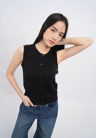 Wide Rib Sleeveless Knit Top