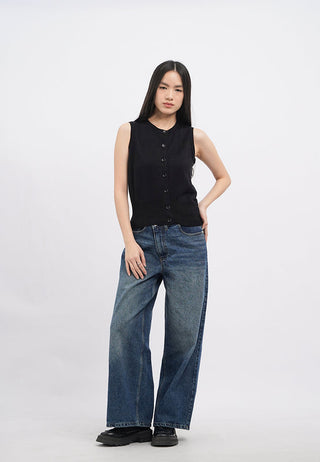 Wide Rib Sleeveless Knit Top