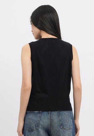 Wide Rib Sleeveless Knit Top