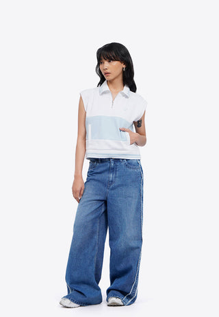 Logo Detail Sleeveless Polo Top