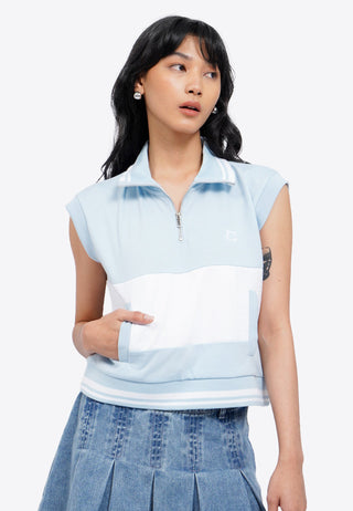 Logo Detail Sleeveless Polo Top
