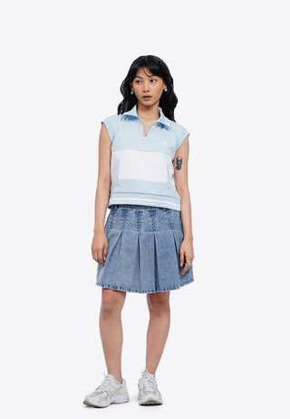 Logo Detail Sleeveless Polo Top