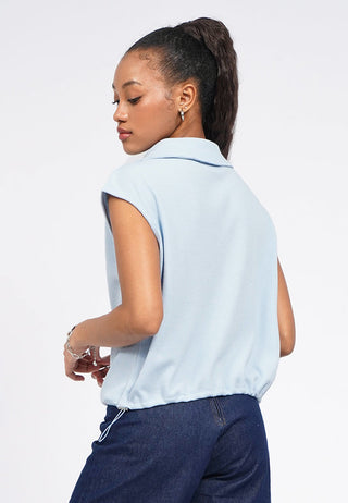 Zip Up Sleeveless Knit Top