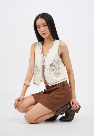 Embroidered Vest with Tassel