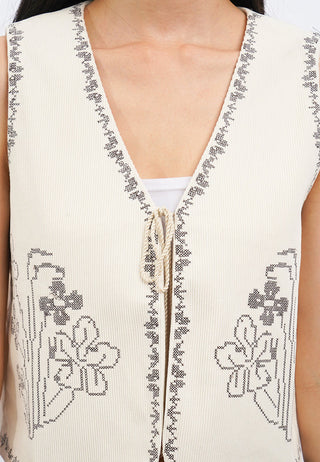 Embroidered Vest with Tassel
