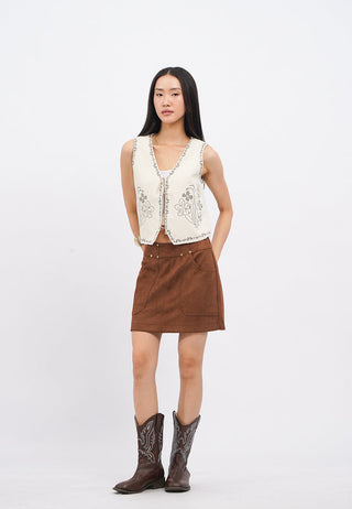 Embroidered Vest with Tassel