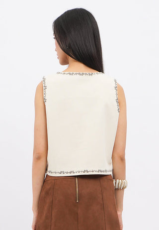 Embroidered Vest with Tassel