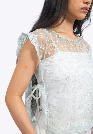 Round Neck Sleeveless Lace Top