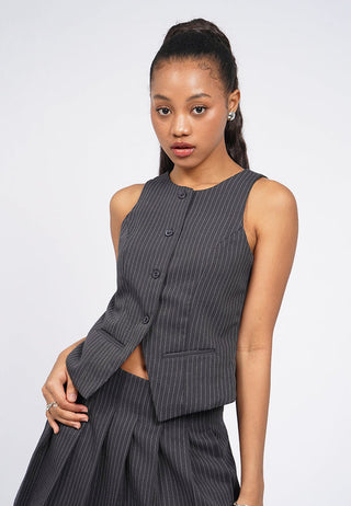 Round Neck Pinstripes Vest
