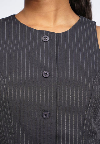 Round Neck Pinstripes Vest