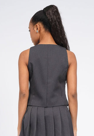 Round Neck Pinstripes Vest