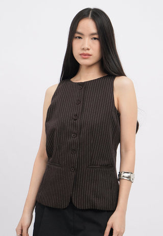 Round Neck Pinstripes Vest