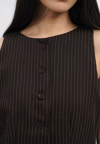 Round Neck Pinstripes Vest