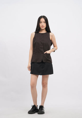 Round Neck Pinstripes Vest
