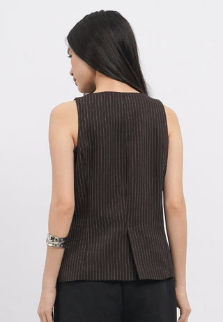 Round Neck Pinstripes Vest