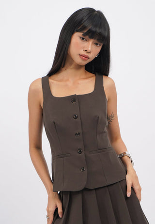 Square Neck Tailored Vest