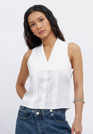Halter Neck Top with Pintucks