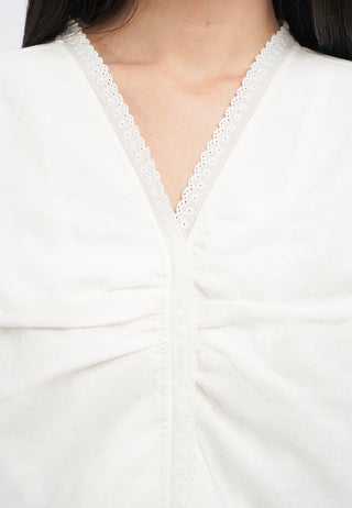 V-Neck Gathered Details Vest
