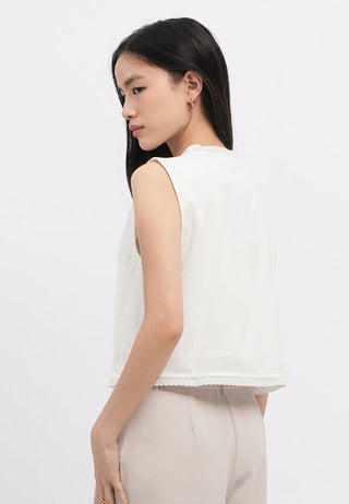 V-Neck Gathered Details Vest