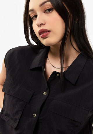 Collared Vest with Drawstring