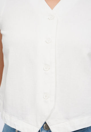 Button Up V-Neck Crop Vest