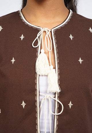 Contrast Embroidery Vest
