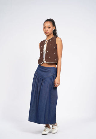 Contrast Embroidery Vest