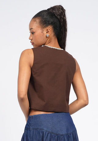 Contrast Embroidery Vest