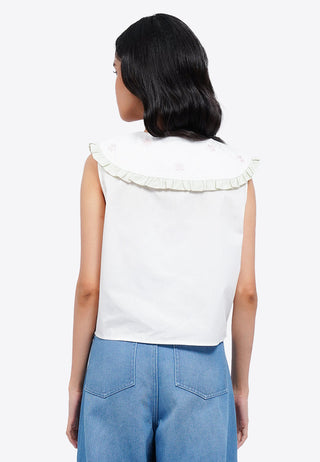 Peterpan Collar Tied Sleeveless Top