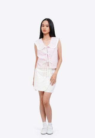 Peterpan Collar Tied Sleeveless Top